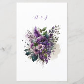 Modernes Botanisches Hochzeitsmenü (Rückseite)