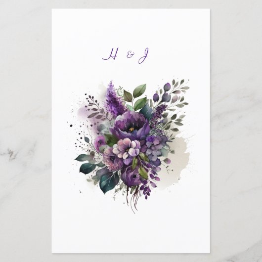 Modernes Botanisches Hochzeitsmenü (Rückseite)