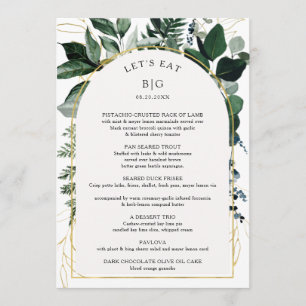 Modernes Botanisches Hochzeitsmenü Menükarte