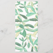 Modernes Botanisches Hochzeitsmenü Menükarte (Rückseite)