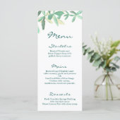Modernes Botanisches Hochzeitsmenü Menükarte (Stehend Vorderseite)