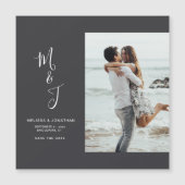 Modernes botanisches Hochzeitssemble-Foto Save the Magneteinladung (Vorderseite)