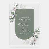 Modernes botanisches Hochzeitszeichen für Acryl Acrylschild (Vorderseite)