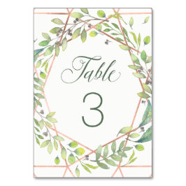 Modernes botanisches | Kupferschau-Hochzeit Tischnummer