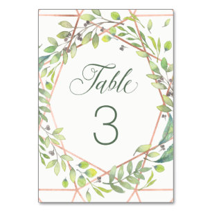 Modernes botanisches   Kupferschau-Hochzeit Tischnummer