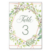 Modernes botanisches | Kupferschau-Hochzeit Tischnummer (Vorderseite)