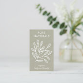 Modernes botanisches Leaf einfaches, modernes grün Visitenkarte (Stehend Vorderseite)