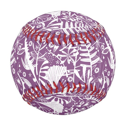 Modernes botanisches Lila Baseball (Vorderseite)