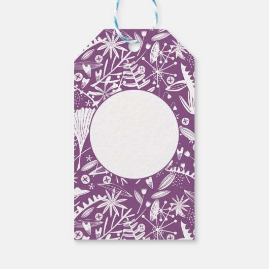Modernes botanisches Lila Geschenkanhänger (Rückseite)