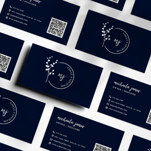 Modernes botanisches Logo Eleganter QR-Code für Sk Visitenkarte