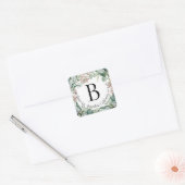 Modernes botanisches Monogramm-Rücksendezeichen Quadratischer Aufkleber (Umschlag)