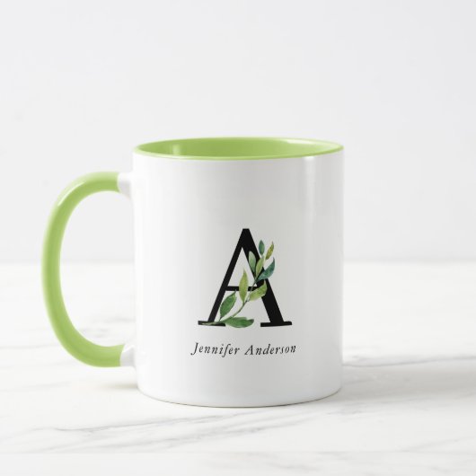 Modernes Botanisches Monogramm Tasse (Links)