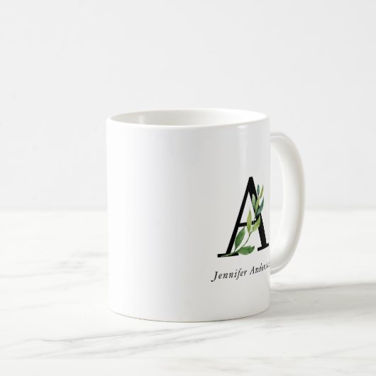 Modernes Botanisches Monogramm Tasse (VorderseiteRechts)