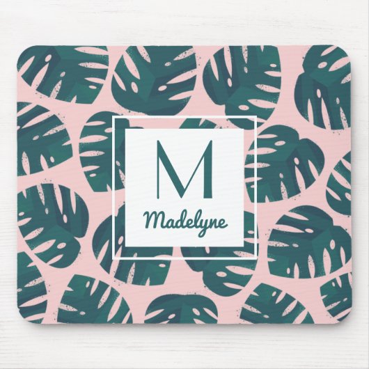 Modernes Botanisches Monsterisches Leaf Personalis Mousepad (Vorne)