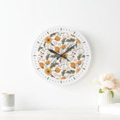 Modernes botanisches Muster Golden Green Große Wanduhr (Zuhause)
