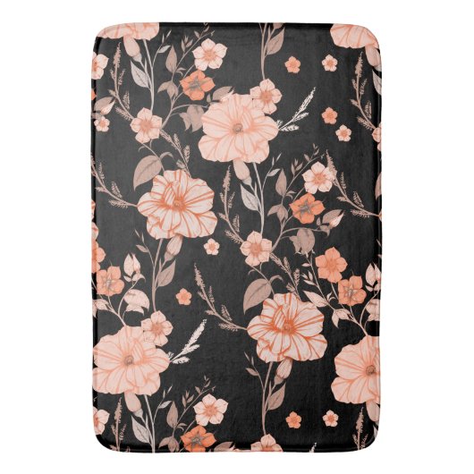 Modernes botanisches Muster in Aquarellfarbe l Sch Badematte (Vorderseite Vertikal)