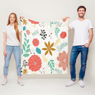 Modernes botanisches Muster in floraler Schrift we Fleecedecke