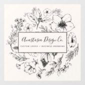 Modernes Botanisches Rosa und Schwarzes Script Fensteraufkleber (Blatt)