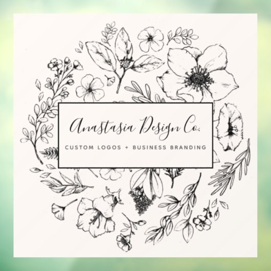 Modernes Botanisches Rosa und Schwarzes Script Fensteraufkleber (Blatt 3)