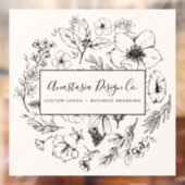 Modernes Botanisches Rosa und Schwarzes Script Fensteraufkleber (Blatt 2)