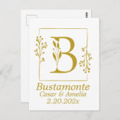 Modernes botanisches Schreiben B Personalisiert Postkarte (Vorne/Hinten)