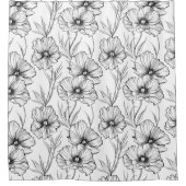 Modernes botanisches Schwarz-Weiß-Muster Duschvorhang (Vorderseite)
