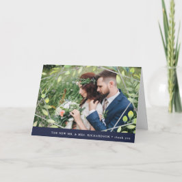 Modernes Botanisches| Silver Geo mit Foto Vielen D Dankeskarte