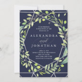 Modernes botanisches | Silver Look Wedding Einladung (Vorderseite)