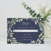 Modernes botanisches | Silver Look Wedding RSVP (Stehend Vorderseite)