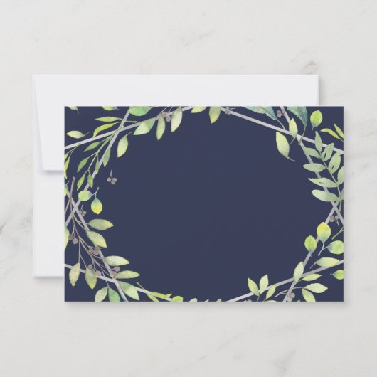Modernes botanisches | Silver Look Wedding RSVP (Rückseite)