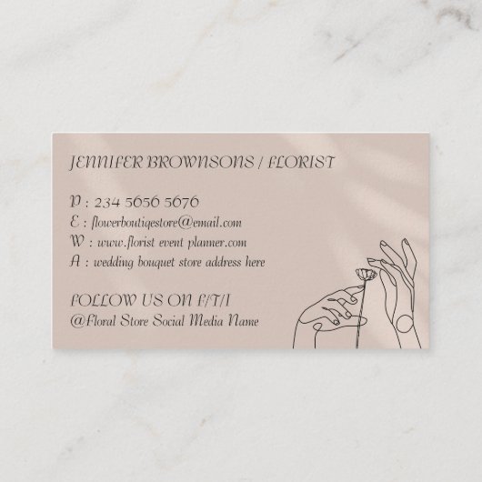 Modernes botanisches System: Elfenbeinbeige Hände Visitenkarte (Rückseite)