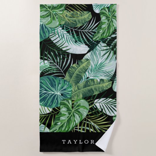 Modernes botanisches tropisches Personalisiert Strandtuch (Vorderseite)