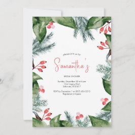 Modernes botanisches Weihnachtsfest - Brautparty I Einladung