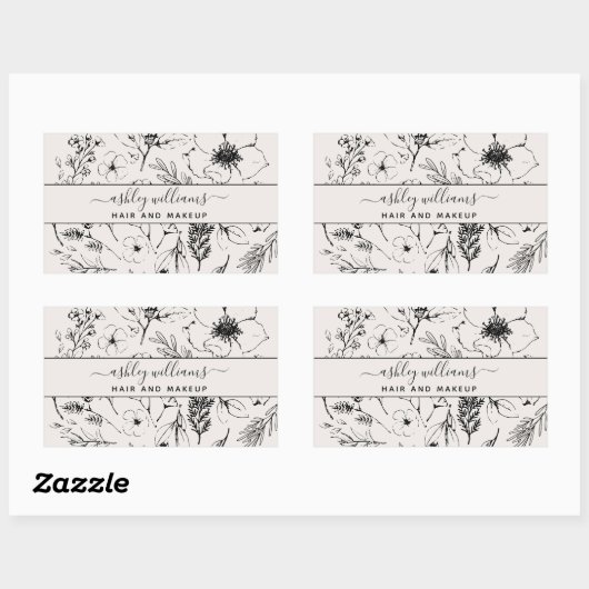 Modernes botanisches Weiß & Schwarz Rechteckiger Aufkleber (Blatt)