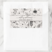 Modernes botanisches Weiß & Schwarz Rechteckiger Aufkleber (Tasche)