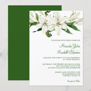 Modernes botanisches   White Lily Wedding Einladung