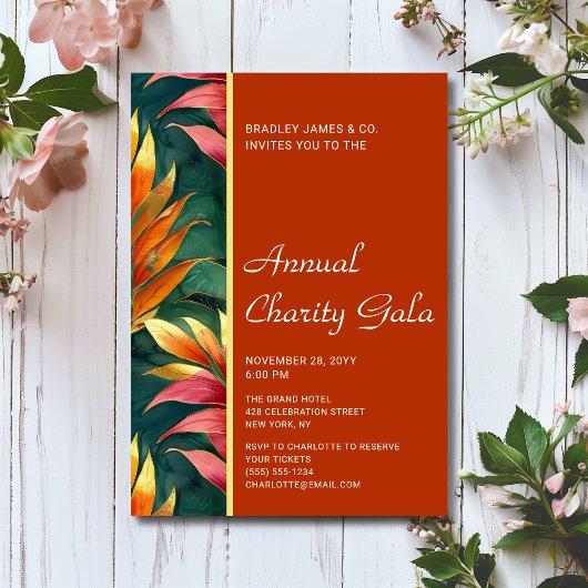 Modernes botanisches Wohltätigkeit Gala Party Einladung