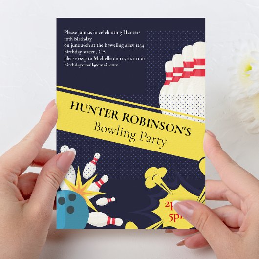 Modernes Bowling-Party Einladung