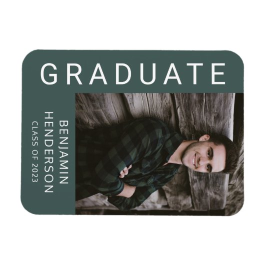 Modernes Boy Abschluss Foto Magnet (Horizontal)