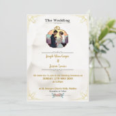 Modernes BrauchtumIizable Hochzeit Einladung mit F (Stehend Vorderseite)