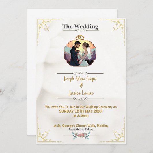 Modernes BrauchtumIizable Hochzeit Einladung mit F (Vorne/Hinten)