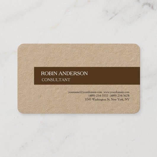 Modernes Braun Minimalistisch Schlicht Beruflich T Visitenkarte (Vorderseite)