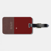 Modernes Braun/Rotes Gepäckstück mit Name Gepäckanhänger (Rückseite horizontal)