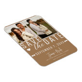 Modernes Braun Save the Date 2 Foto Hochzeit Magnet (Rechte Seite)