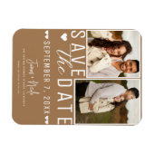 Modernes Braun Save the Date 2 Foto Hochzeit Magnet (Horizontal)
