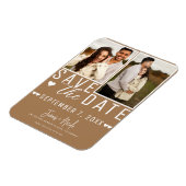 Modernes Braun Save the Date 2 Foto Hochzeit Magnet (Linke Seite)