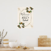 Modernes Braun- und Cremflorzeichen Begrüßungszeic Poster (Küche)