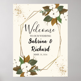 Modernes Braun- und Cremflorzeichen Begrüßungszeic Poster