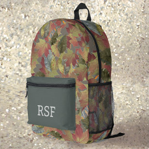 Modernes braunes Blätter Camouflage Muster Monogra Bedruckter Rucksack