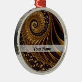 Modernes braunes Fraktal Silbernes Ornament (Rechts)